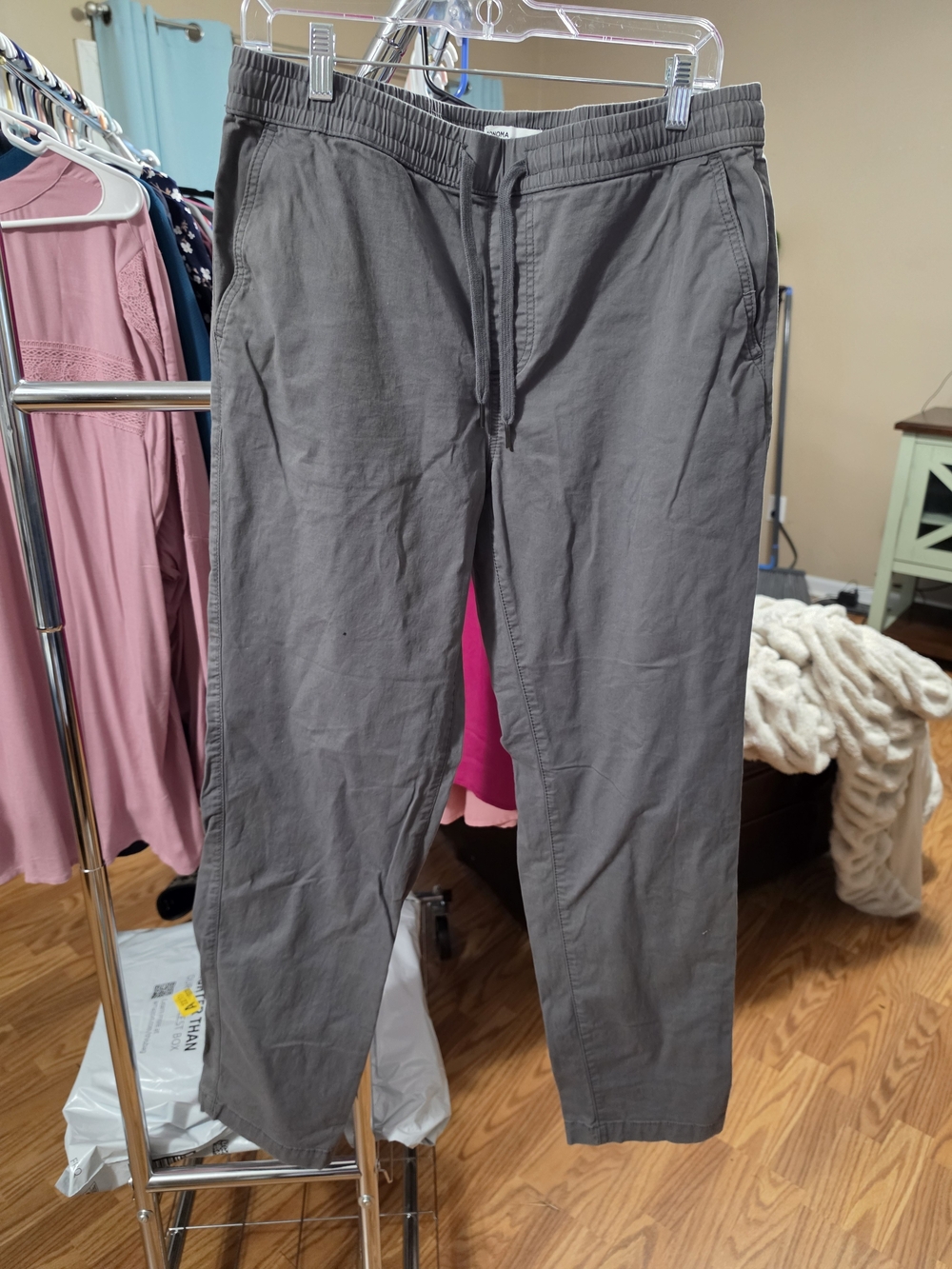 Sonoma Men's Charcoal Gray Drawstring Chinos